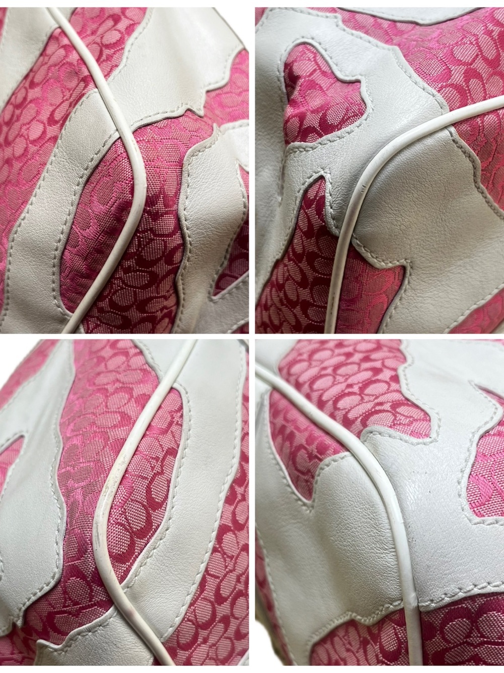 Coach Vintage Zebra Patchwork Limited Edition White & Pink Mini Cs Gallery Tote - Picture 6 of 15